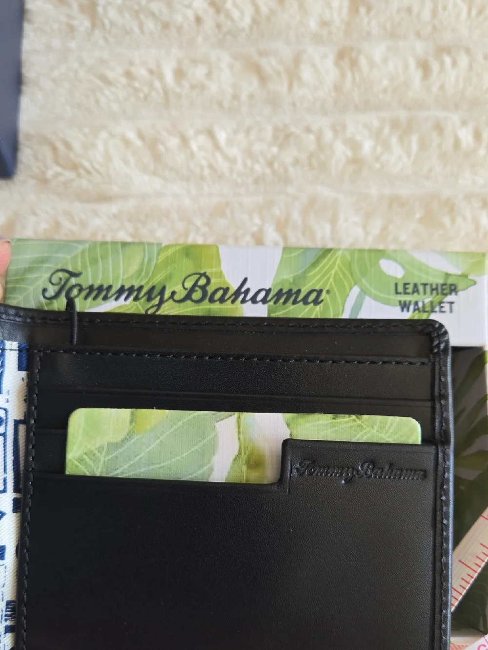Tommy Bahama Leather Slimfold Black Wallet NIB